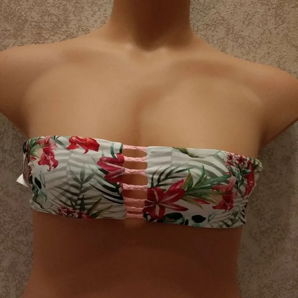 Floral Print Bandeau Bikini Top